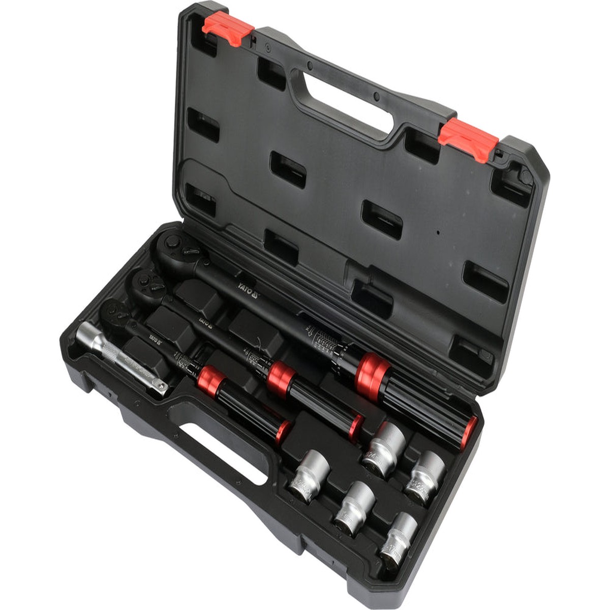 Dinamometrini rakt 1/4", 3/8", 1/2" ir galvui 17-24 mm rinkinys | 9 vnt (YT-07716)