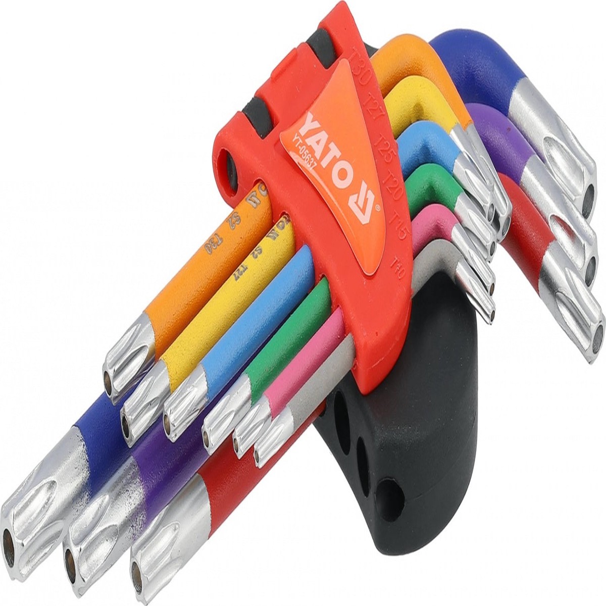 L tipo rakt rinkinys | spalvoti / S2 | T-Star (Torx) / T10 - T50 | 9 vnt. (YT-05637)
