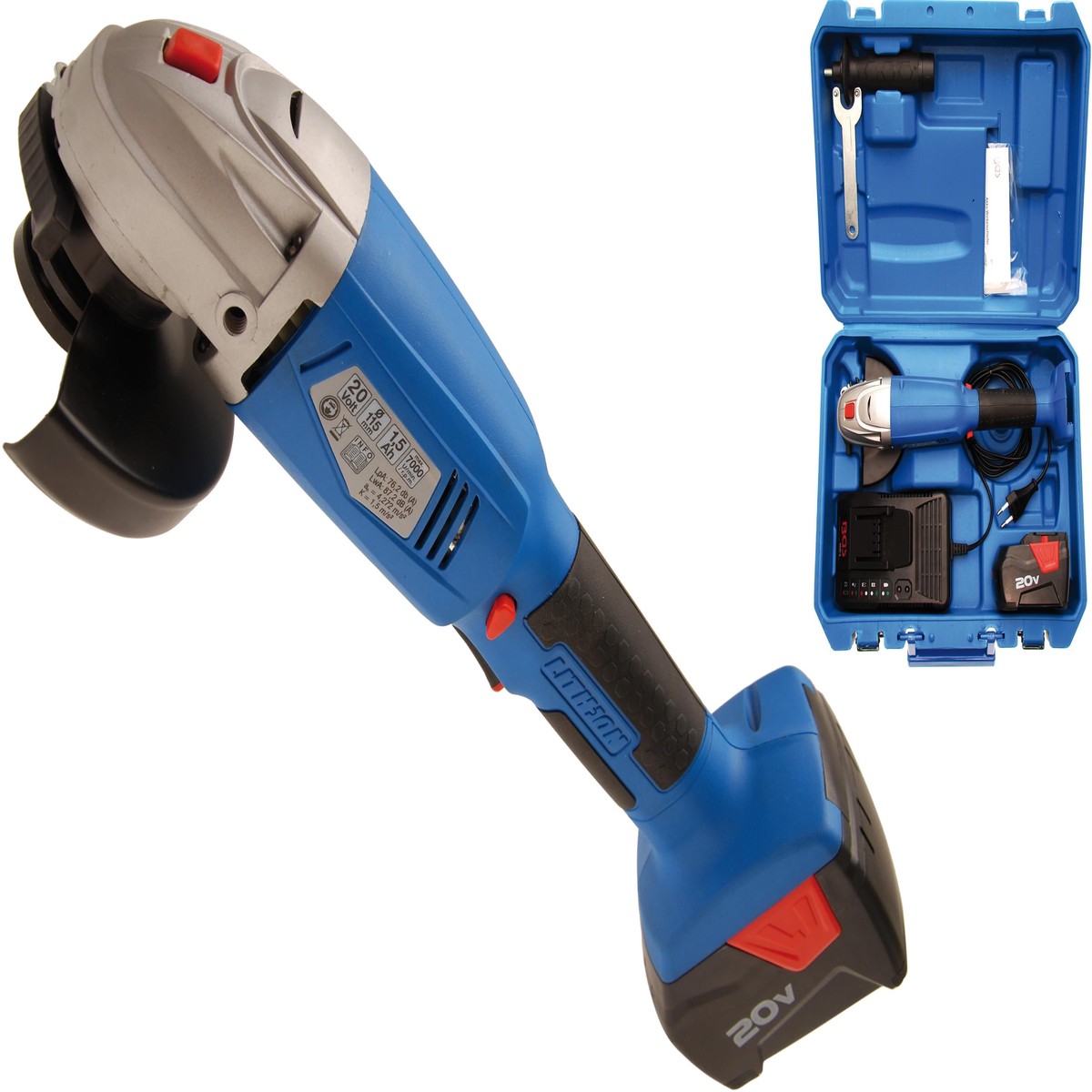 Akumuliatorinis kampinis lifuoklis | 7000 rpm | 20 V | 1,5 Ah (9258)