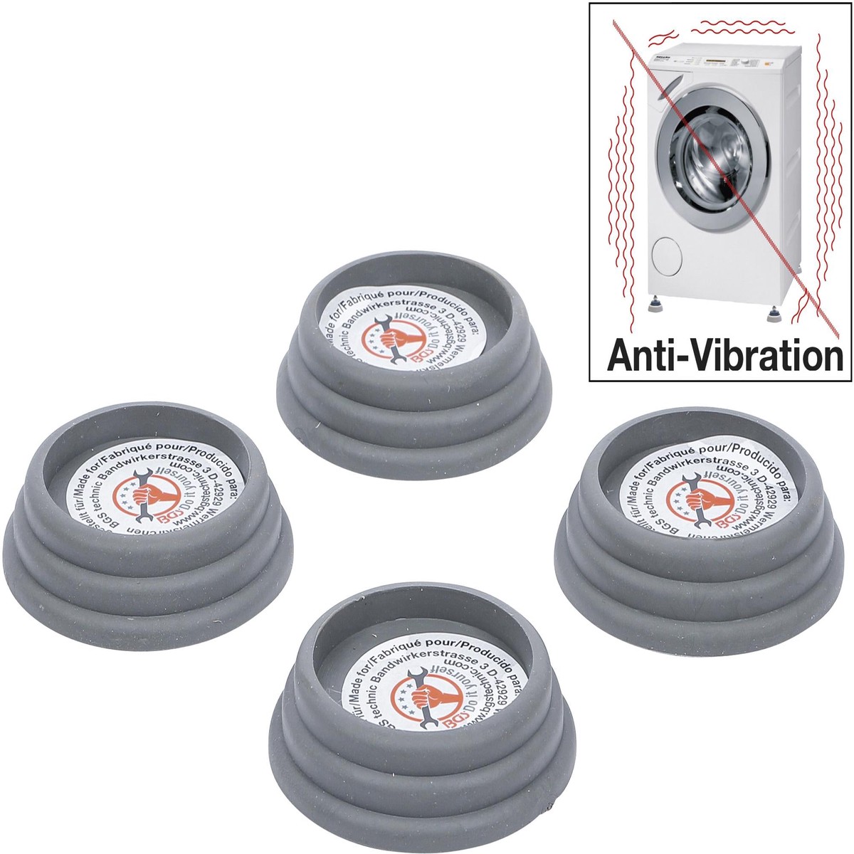 Antivibracins skalbimo mainoms kojels | 65 x 20 mm | 4 vnt. (85803)