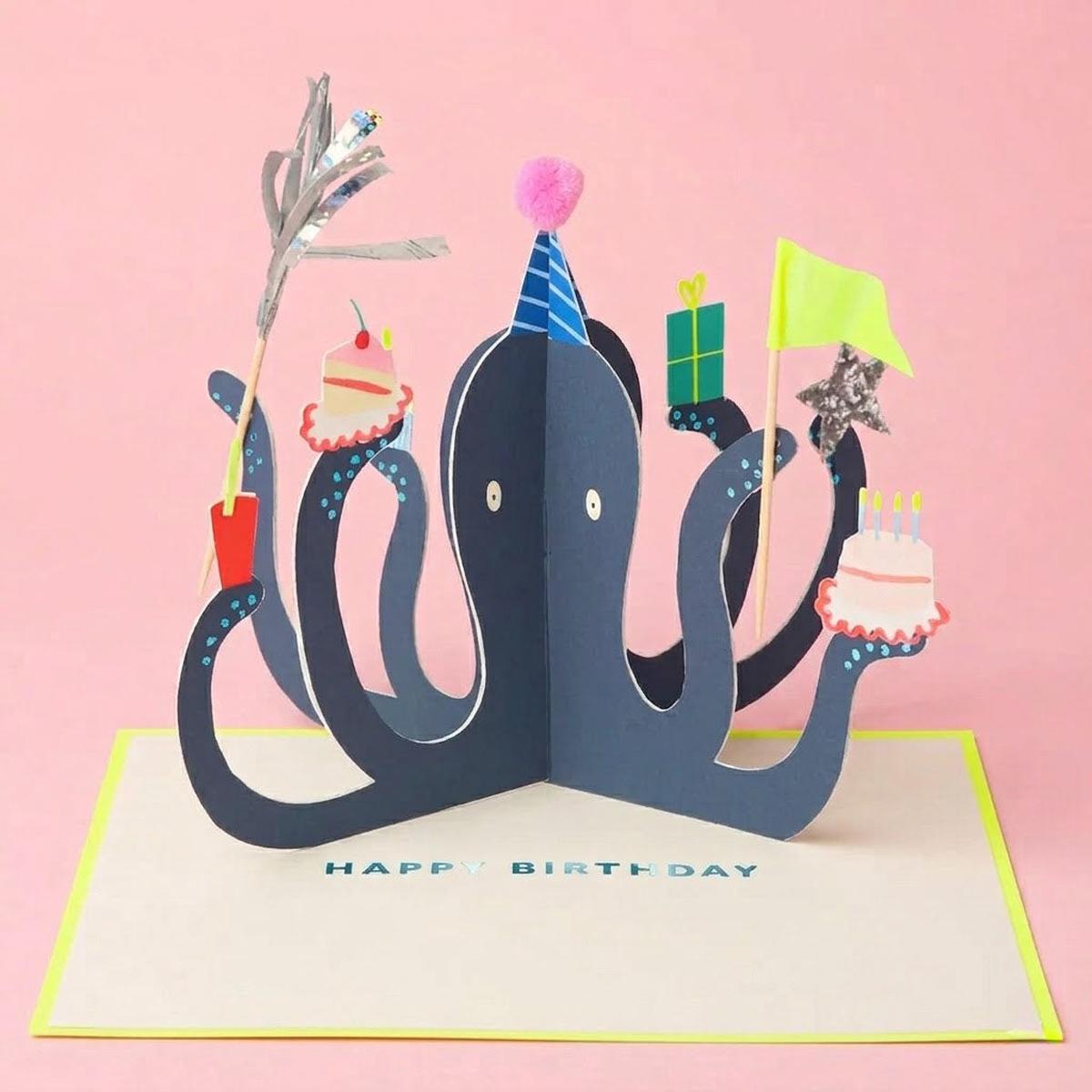 Party Octopus Happy Birthday Card