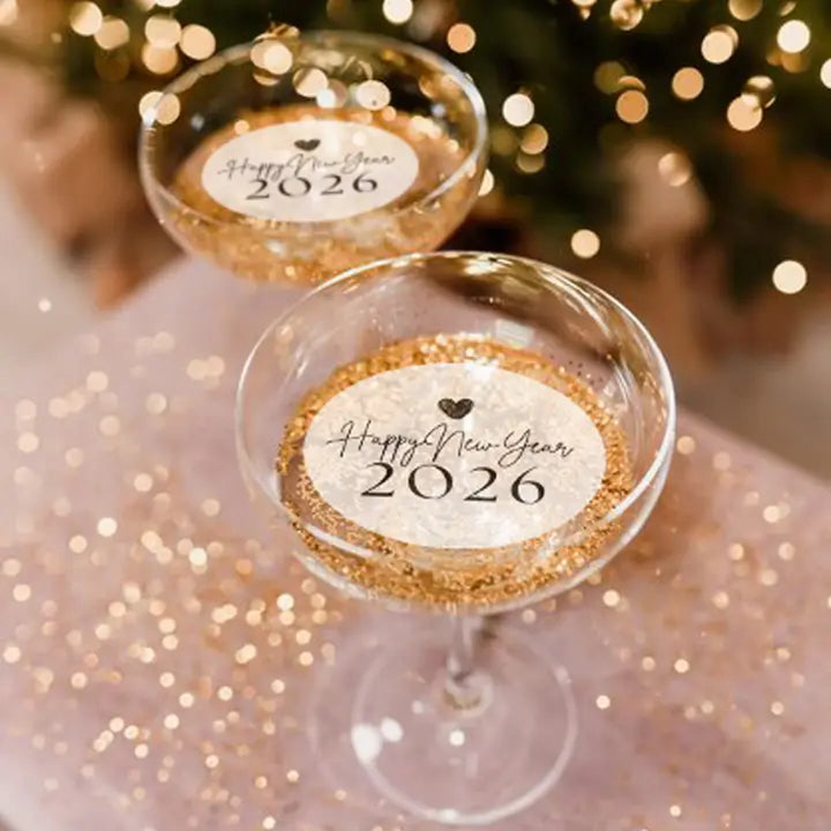 Edible Happy New Year 2026 Drink Toppers - Package of 12