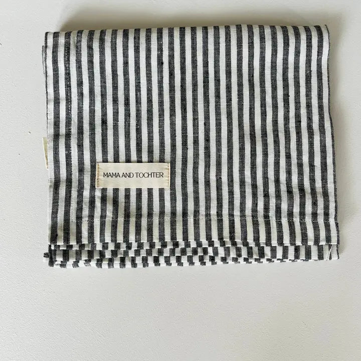 Pure French Charcoal Pinstripes Linen Tea Towel