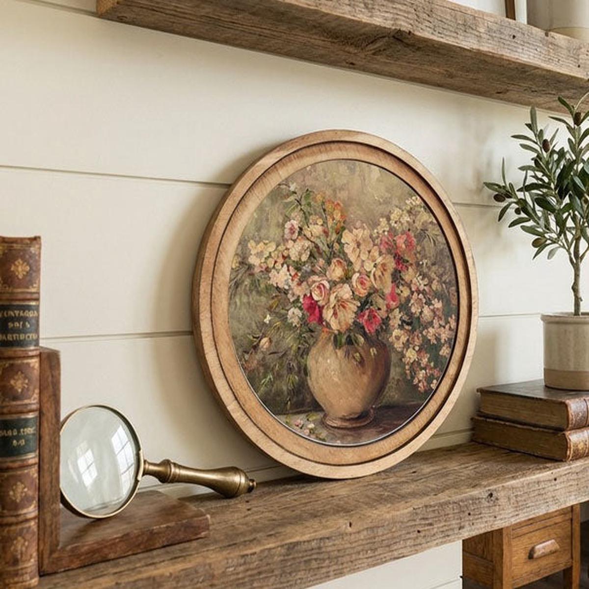 Round Rustic Floral Wall Decor