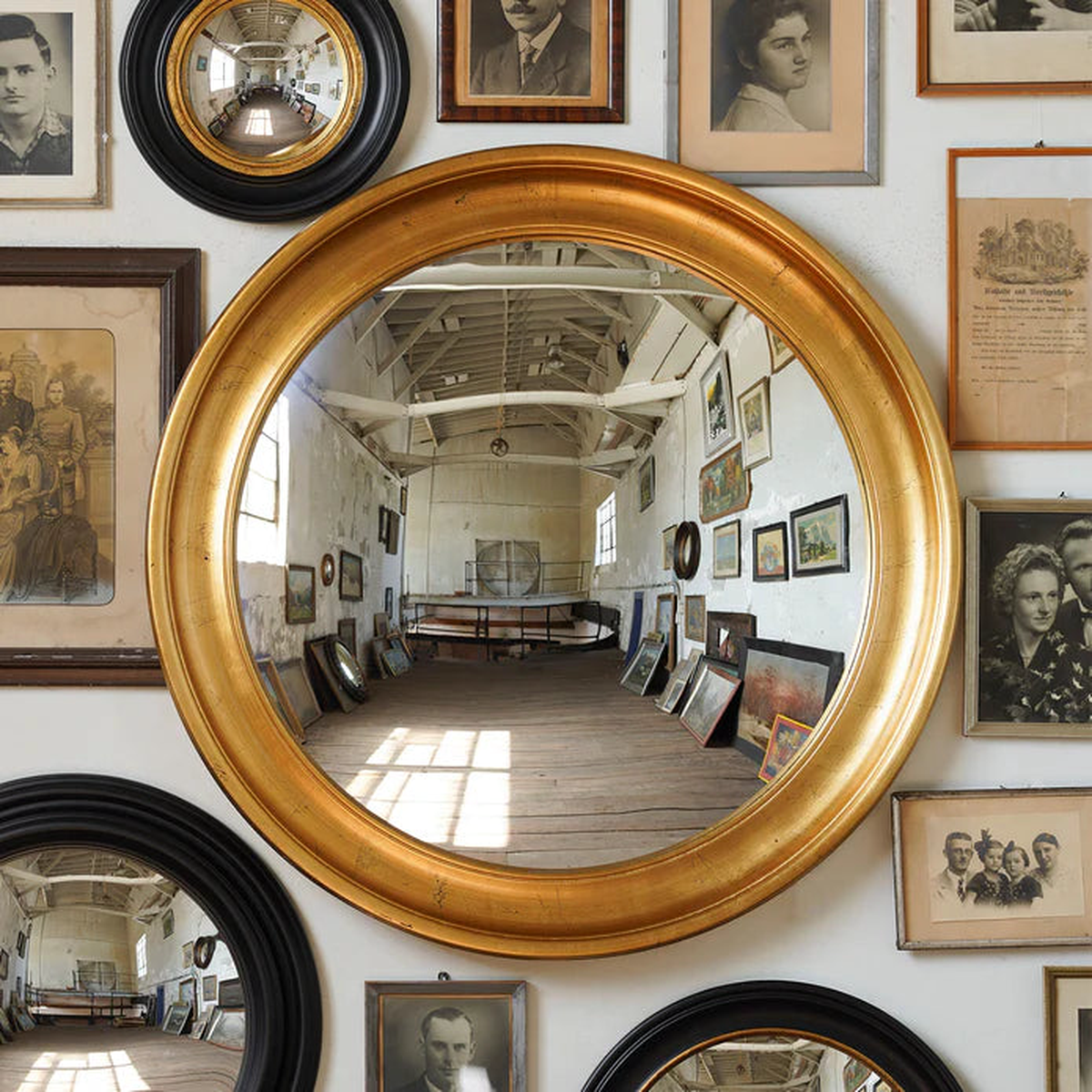 44.5" Gold Framed Round Convex Mirror
