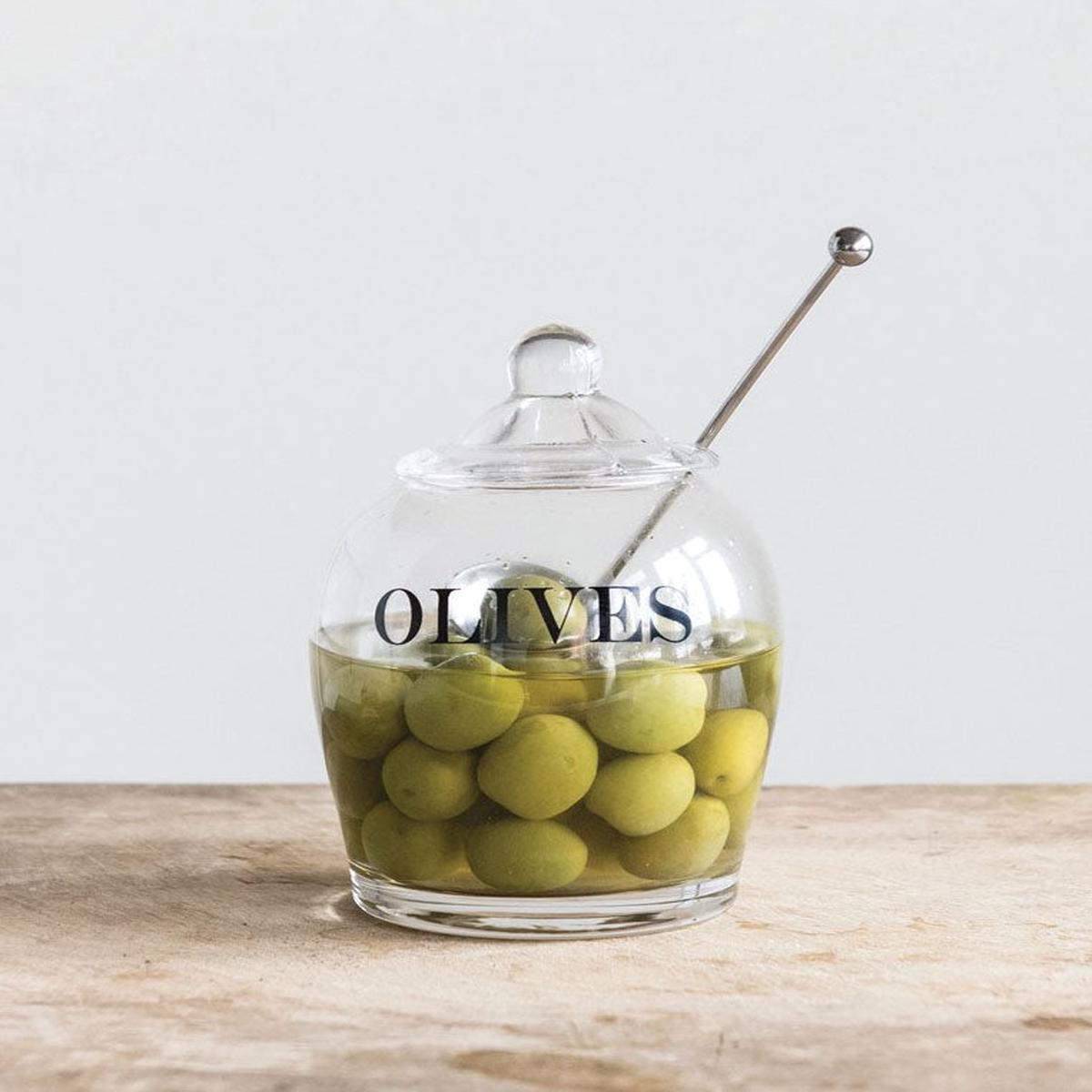 Glass Olive Jar and Spoon - More Coming Soon