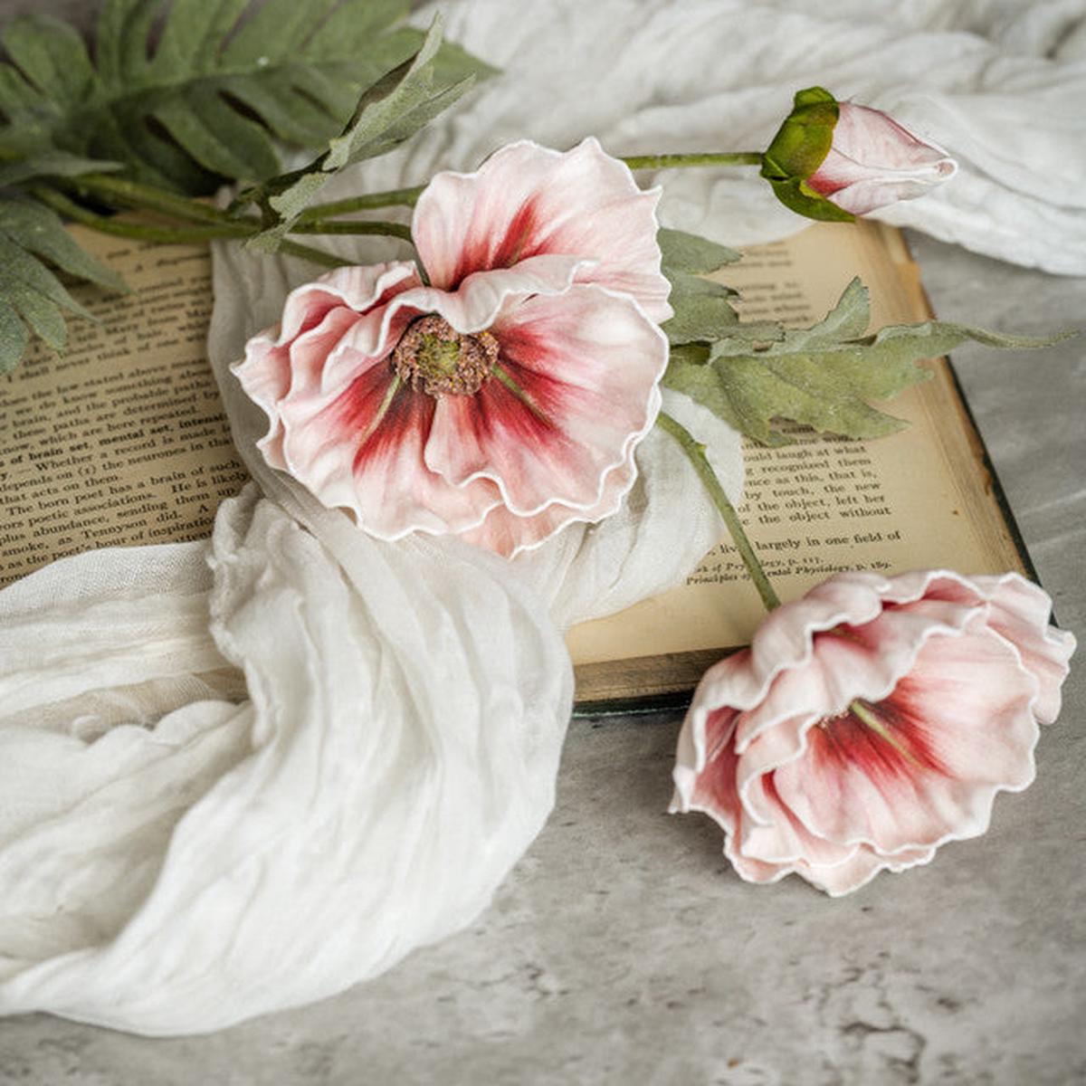 27″ Light Pink Poppy Spray