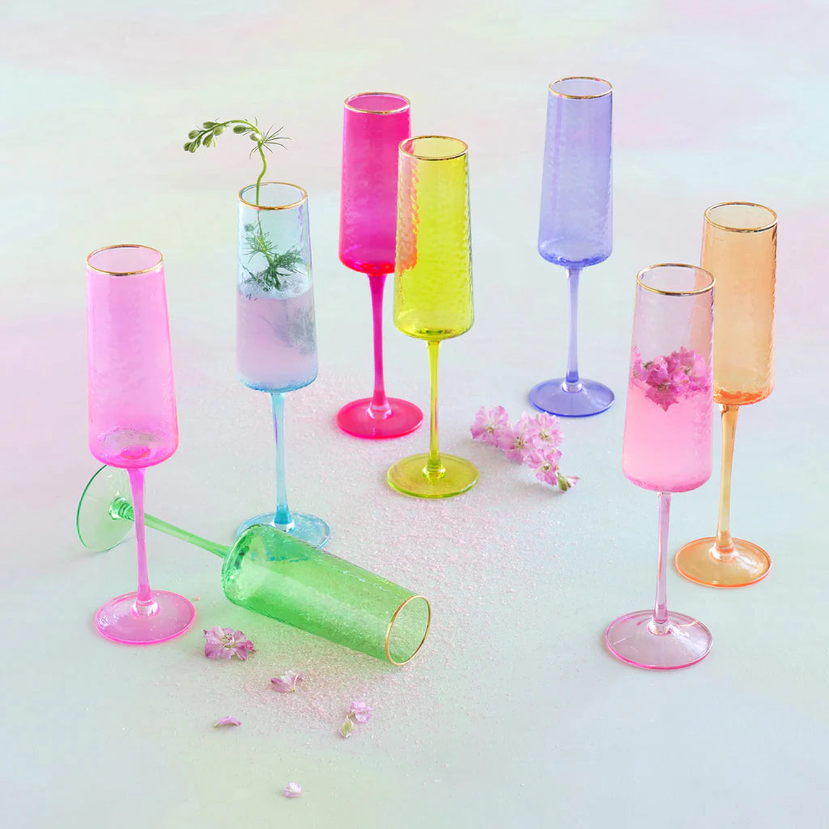 Glitterville Rainbow Champagne Flute - Choose Color