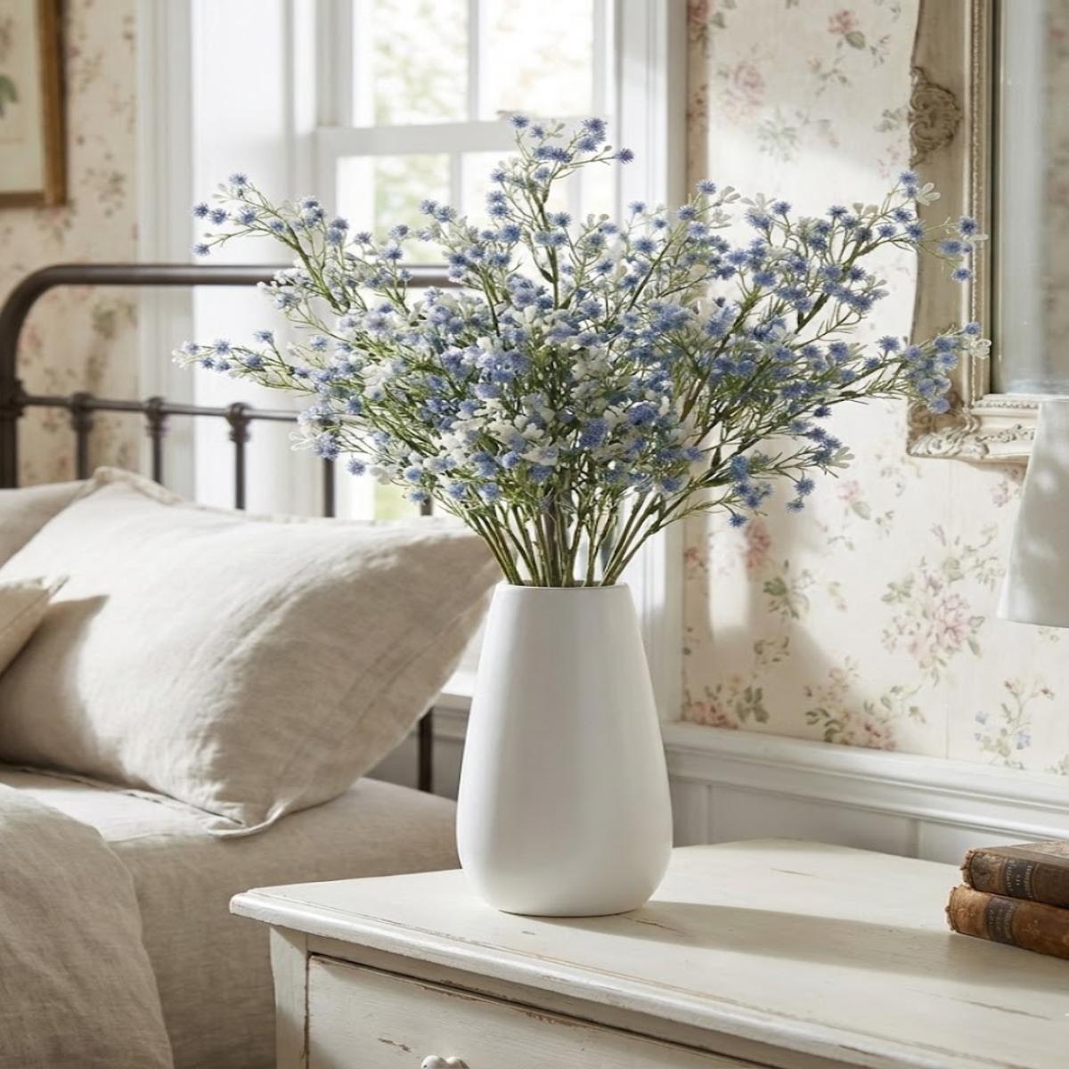 26″ Blue Babys Breath & White Berry Spray