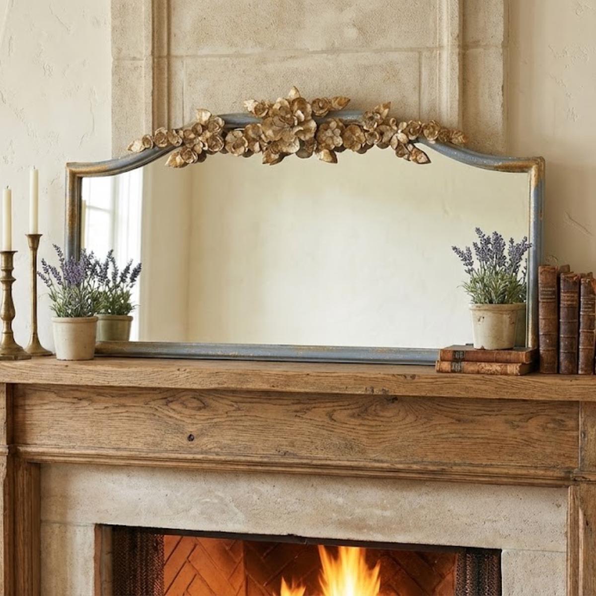 27" Blue & Gold Distressed Ornate Metal Framed Wall Mirror - More Coming Soon