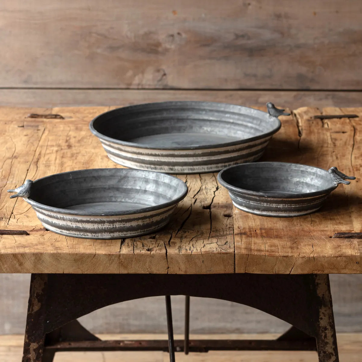 Set of 3 Little Bird Round Metal Deep Trays - More Coming Soon
